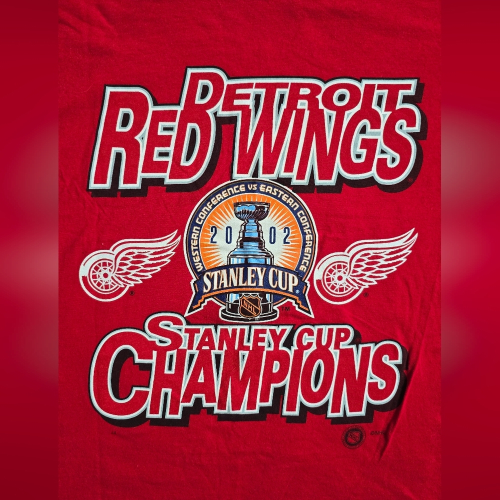 NHL Detroit Red Wings Stanley Cup Champions 2002 Vintage Tee VTG XL Hockey